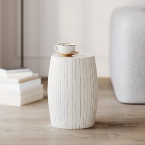 Runder Beistelltisch aus weißem Metall 30x41x30cm Metall Weiß Rendez-Vous Déco Möbel Wohnzimmermöbel Beistelltische