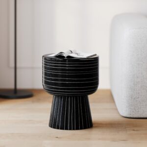 Runder Beistelltisch aus schwarzem Metall 34x42x34cm Metall Schwarz Rendez-Vous Déco Möbel Wohnzimmermöbel Beistelltische