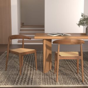 2er Set Barhocker aus Teakholz und Rattan-Geflecht 46x73x49cm Holz Braun Rendez-Vous Déco Möbel Esszimmermöbel Stühle