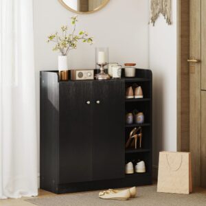 wohnli-moebel-suche-M24155648-1 Armoire meuble à chaussures noir 83x90x30cm Spanplatte Schwarz Homcom Möbel Flurmöbel Schuhschränke