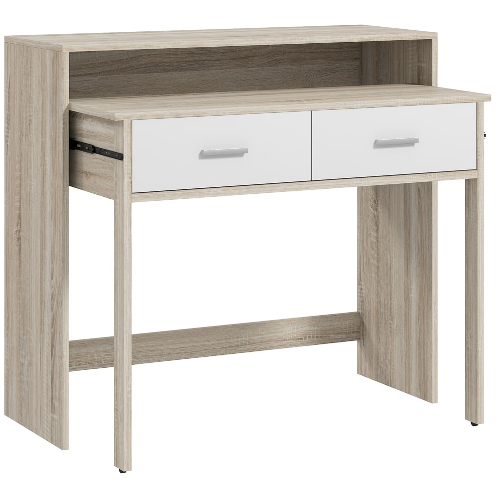 wohnli-moebel-suche-M24155653 Wohnli Möbelsuche - Console secrétaire 2 en 1 - plateau coulissant 2 tiroirs blanc naturel