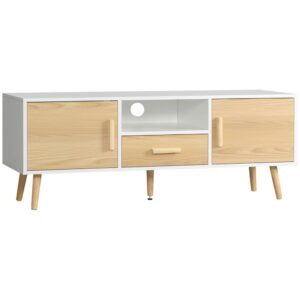 Wohnli Möbelsuche - Meuble TV bas sur pied style scandinave MDF blanc aspect bois clair