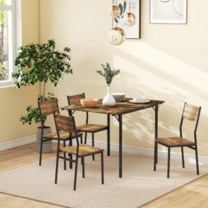 Table à manger pliable style industriel - 2 rabats - 2 à 4 personnes 120x79x79cm Spanplatte Braun Homcom Möbel Esszimmermöbel Esstische
