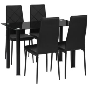 wohnli-moebel-suche-M24155739 Wohnli Möbelsuche - Modernes Esszimmer-Set 5-teilig 4 Personen Schwarz