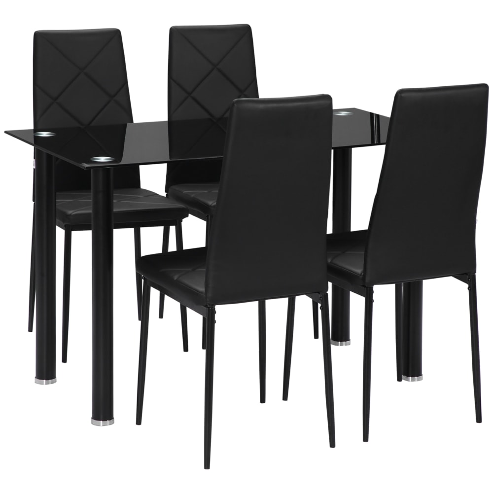 wohnli-moebel-suche-M24155739 Wohnli Möbelsuche - Modernes Esszimmer-Set 5-teilig 4 Personen Schwarz