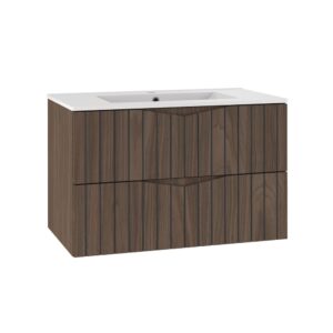 Wohnli Möbelsuche - Einzelwaschtisch 80cm Melamin Holz und Schwarz
