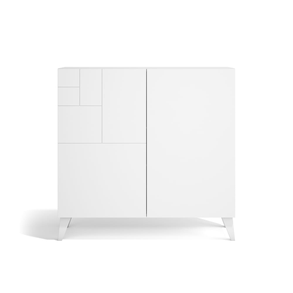 Wohnli Möbelsuche - Schuhschrank aus Melamin in Weiß gemasert 87x90x27 cm