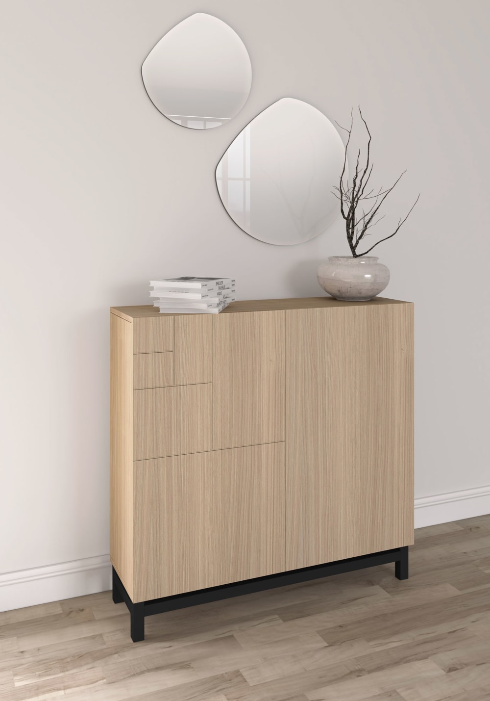 schwarzen Füßen 90x90x27