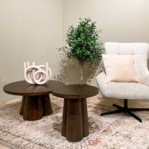 wohnli-moebel-suche-M24156756-1 Runder Couchtisch 50 cm aus massivem braunem Holz 50x49x50cm Holz Braun Moloo Möbel Wohnzimmermöbel Beistelltische