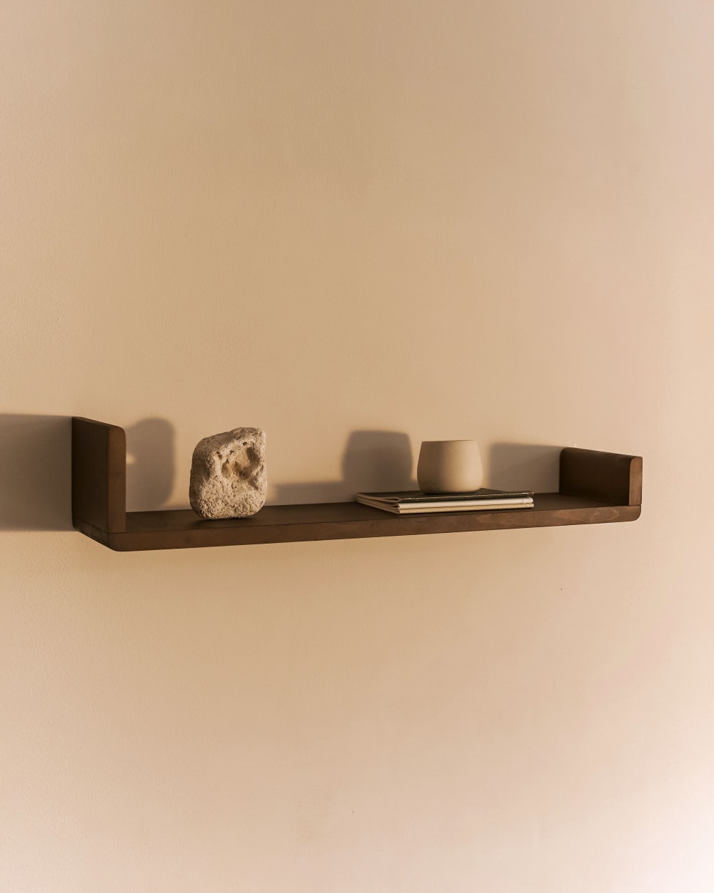 Schweberegal Tannenholz Braun hohe Seite links 80x16x18cm Holz Braun Hannun Möbel Wohnzimmermöbel Regale