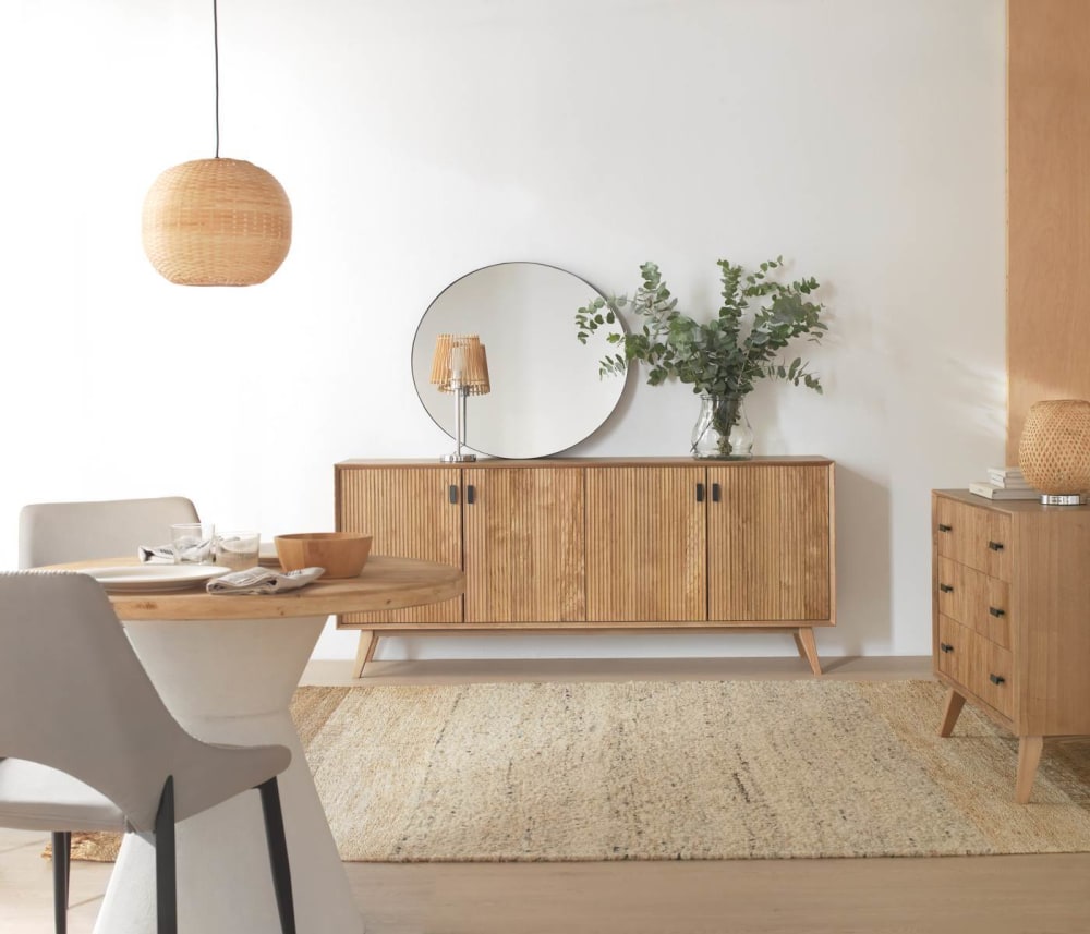 Kommode 3 Schubladen naturfarbenes Eschenfurnier 40x79x87cm Spanplatte Braun GEESE HOME Möbel Schlafzimmermöbel Kommoden