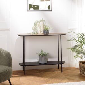 wohnli-moebel-suche-M24158089-1 Konsole 2 Tabletts 100x30cm 100x75x30cm Spanplatte Braun MACABANE Möbel Wohnzimmermöbel Konsolentische