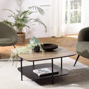 wohnli-moebel-suche-M24158099-1 Couchtisch mit 2 Platten 75x38x75cm Spanplatte Braun MACABANE Möbel Wohnzimmermöbel Couchtische