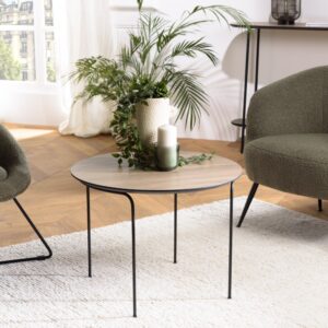 Runder Couchtisch 60x60cm 60x45x60cm Spanplatte Braun MACABANE Möbel Wohnzimmermöbel Couchtische