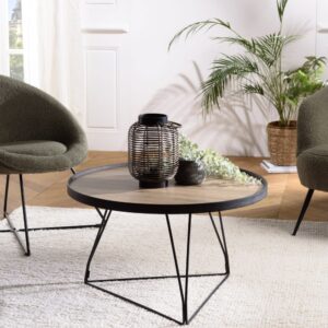 wohnli-moebel-suche-M24158107-1 Runder Couchtisch 70x70cm 70x41x70cm Spanplatte Braun MACABANE Möbel Wohnzimmermöbel Couchtische
