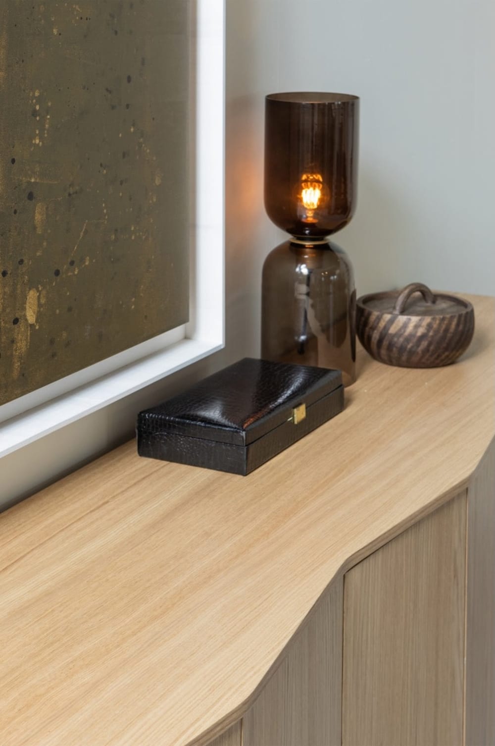 Sideboard aus Holz und natürlichem Eichenfurnier 200x85x0cm Holz Braun WOOOD Möbel Esszimmermöbel Sideboards, Highboards & niedrige Anrichten