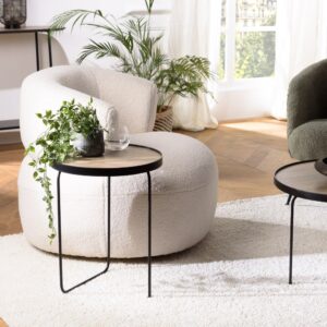 wohnli-moebel-suche-M24158170-1 Beistelltisch rund 40x40cm 41x51x41cm Spanplatte Braun MACABANE Möbel Wohnzimmermöbel Beistelltische