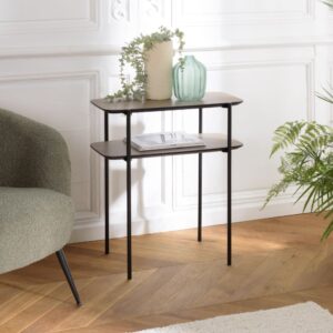 Beistelltisch mit doppelter 61x65x32cm Spanplatte Braun MACABANE Möbel Wohnzimmermöbel Beistelltische