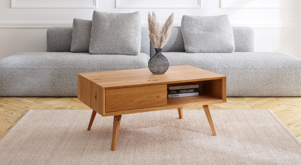 Couchtisch aus massivem Holz 100 cm 60x45x100cm Holz Braun Danzz Möbel Wohnzimmermöbel Couchtische