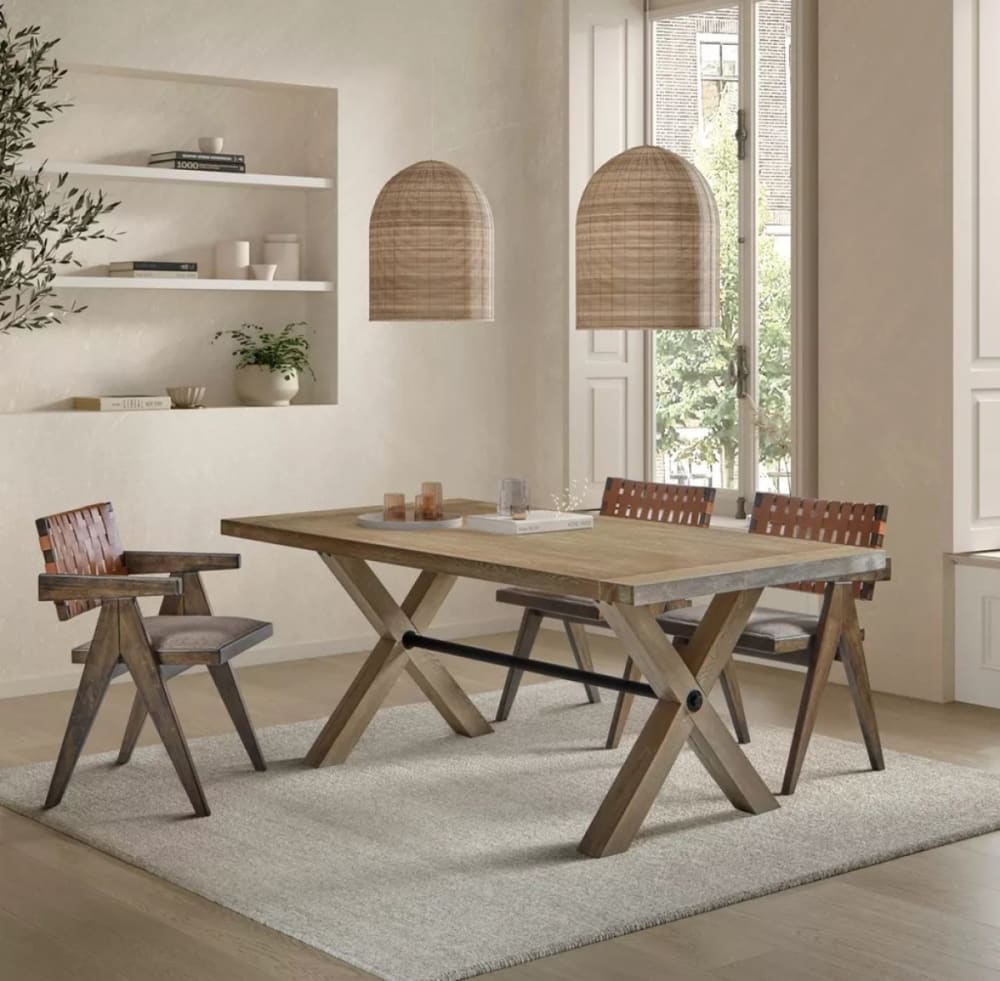 Esstisch aus Eichenholz im Bohème-Stil 180x76x100cm Holz Braun Mathi Design Möbel Esszimmermöbel Esstische