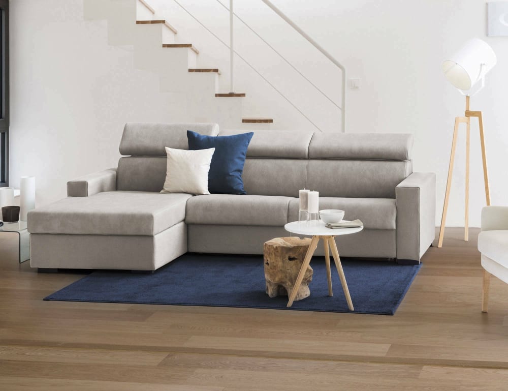 wohnli-moebel-suche-M24159012-1 Schlafsofa mit Halbinsel aus taubengrauem Öko-Leder 260x85x95cm Holz Grau Talamo Italia Sofas und Sessel Sofas Modulare Sofas