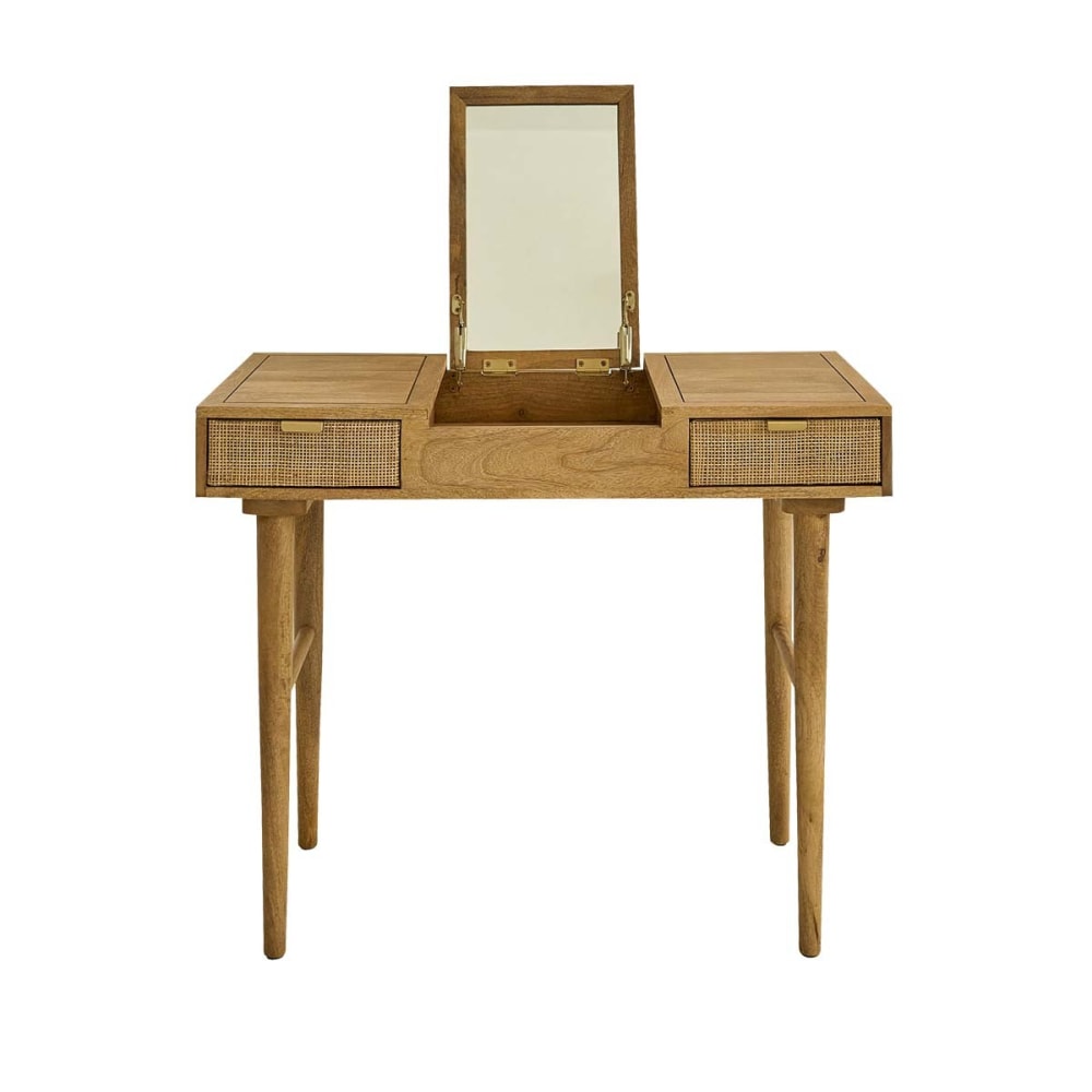 wohnli-moebel-suche-M24159640 Wohnli Möbelsuche - Schreibtisch aus massivem Mangoholz und Rohrgeflecht