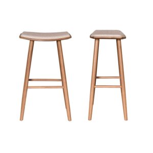 Wohnli Möbelsuche - Set aus 2 Hockern aus massivem Teakholz und Bouclé-Sitz 75 cm