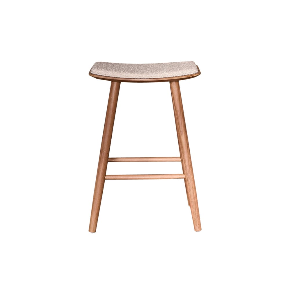 wohnli-moebel-suche-M24159653 Wohnli Möbelsuche - Hocker aus massivem Teakholz Bouclé-Sitz 65 cm