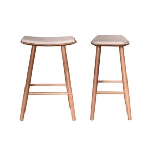 Wohnli Möbelsuche - Set aus 2 Hockern aus massivem Teakholz Bouclé-Sitz 65 cm