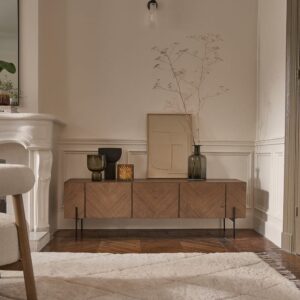 wohnli-moebel-suche-M24159669-1 TV-Möbel aus massivem Mindi mit Metallfüßen 160 cm 160x50x40cm Holz Braun BERAH GETAH Möbel Wohnzimmermöbel TV-Möbel