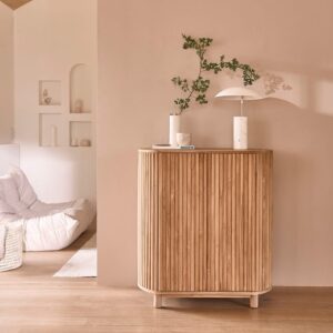 90x100x90cm Holz Beige BERAH GETAH Möbel Esszimmermöbel Sideboards, Highboards & niedrige Anrichten