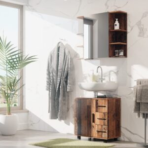 Waschbeckenunterschrank, Eiche rustikal 60 x 60 cm 60x60x33cm Spanplatte Braun Vicco Möbel Badezimmermöbel Waschtische