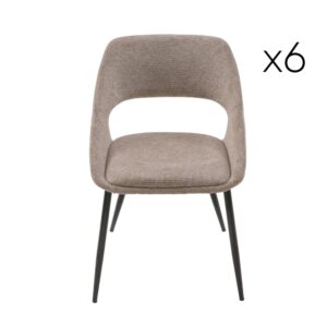 Wohnli Möbelsuche - Set aus 6 Stühlen aus taupefarbenem Stoff mit Metallgestell - H77 cm