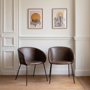 2er Set braune Kunstlederstühle 59x76x57cm PVC und Synthetik Braun Happy Garden Möbel Esszimmermöbel Stühle