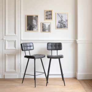 56x95x43cm PVC und Synthetik Schwarz Happy Garden Möbel Esszimmermöbel Barhocker