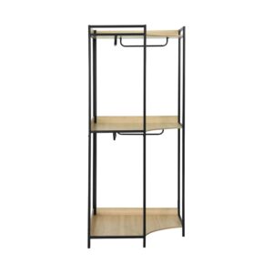 Schwarzes Eckkleiderschrank-Modul 4 Kleiderstangen und 2 Regale 80x190x80cm Spanplatte Schwarz sweeek Möbel Schlafzimmermöbel Kleiderschränke