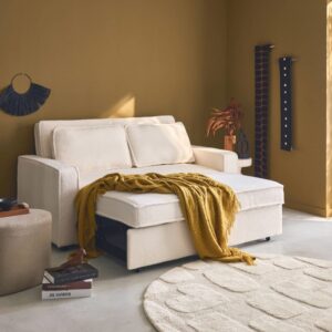 Schlafsofa 3-Sitzer Bouclé cremeweiß 172x88x91cm Stoff Beige sweeek Sofas und Sessel Sofas Schlafsofas