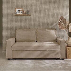 172x88x91cm Samt Beige sweeek Sofas und Sessel Sofas Schlafsofas