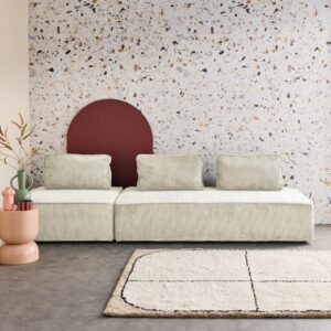 Sessel und 2-Sitzer Sofa mit Cordbezug cremefarben 180x78x90cm Samt Beige sweeek Sofas und Sessel Sofas Modulare Sofas