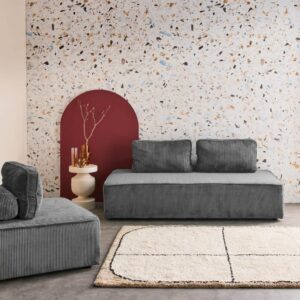 wohnli-moebel-suche-M24161670-1 Sessel und 2-Sitzer Sofa mit Cordbezug dunkelgrau 180x78x90cm Samt Grau sweeek Sofas und Sessel Sofas Modulare Sofas