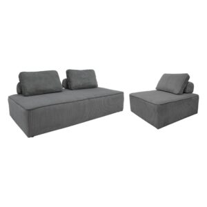 Wohnli Möbelsuche - Sessel und 2-Sitzer Sofa mit Cordbezug dunkelgrau