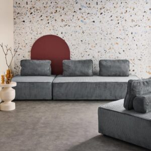 2er-Set Sessel und 2-Sitzer Sofa mit Cordbezug dunkelgrau 180x78x90cm Samt Grau sweeek Sofas und Sessel Sofas Modulare Sofas