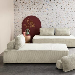 2er-Set modulare 2-Sitzer Sofas mit Cordbezug cremefarben 180x78x90cm Samt Beige sweeek Sofas und Sessel Sofas Modulare Sofas