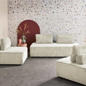 2er-Set Sessel und 2-Sitzer Sofa mit Cordbezug cremefarben 180x78x90cm Samt Beige sweeek Sofas und Sessel Sofas Modulare Sofas