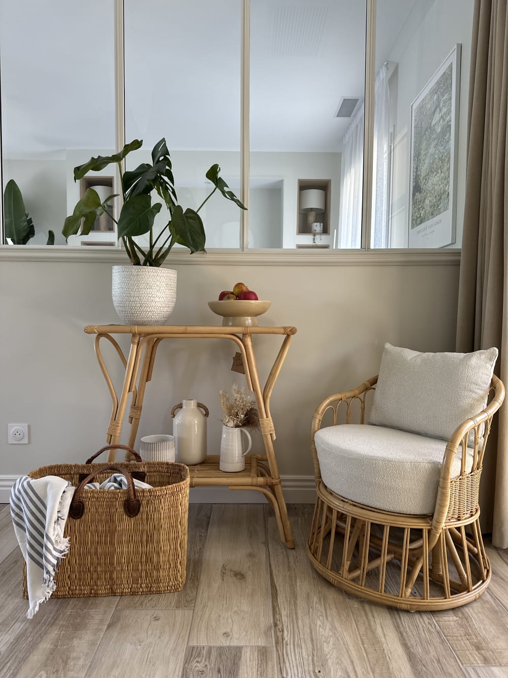 Konsolentisch aus Rattan 38x80x77cm Rattan Braun Nordlys Möbel Wohnzimmermöbel Konsolentische