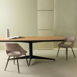 Set aus 2 Stühlen aus taupefarbenem Stoff mit Metallgestell - H52 cm 51x77x52cm Stoff Taupe Signature Möbel Esszimmermöbel Stühle