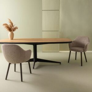 2er-Set Bridge-Sessel aus taupefarbenem Stoff - T52 cm 51x77x52cm Stoff Braun Signature Möbel Esszimmermöbel Stühle