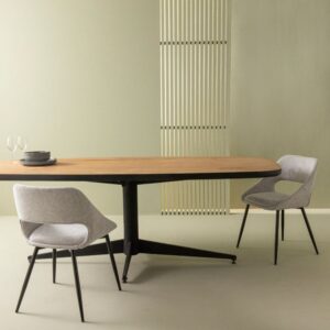 Set aus 6 Stühlen aus taupefarbenem Stoff mit Metallgestell - H77 cm 51x77x52cm Stoff Grau Signature Möbel Esszimmermöbel Stühle