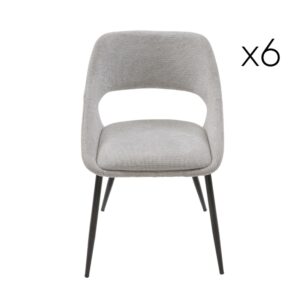 Wohnli Möbelsuche - Set aus 6 Stühlen aus taupefarbenem Stoff mit Metallgestell - H77 cm