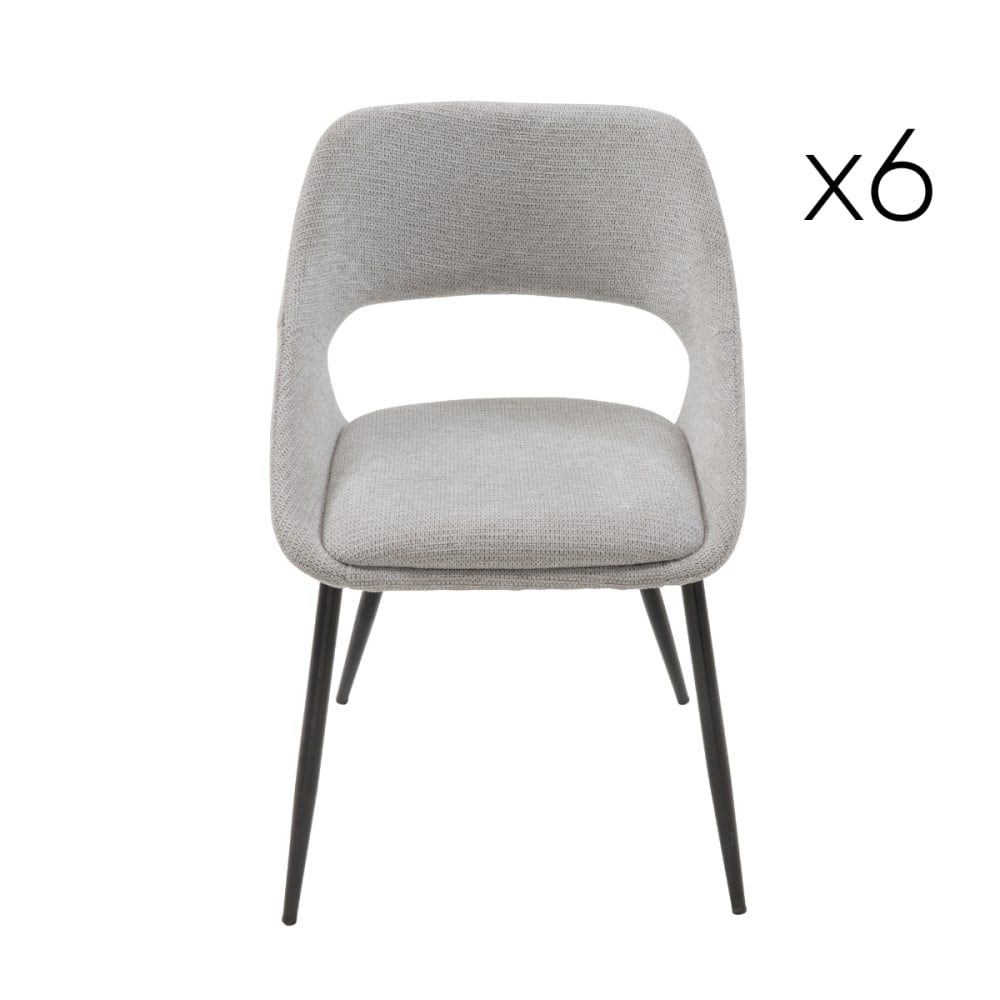 Wohnli Möbelsuche - Set aus 6 Stühlen aus taupefarbenem Stoff mit Metallgestell - H77 cm